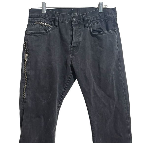 Kite Jeans Men's 34 Button Fly Black Zipper Leg Denim Grunge Distressed - Picture 6 of 16